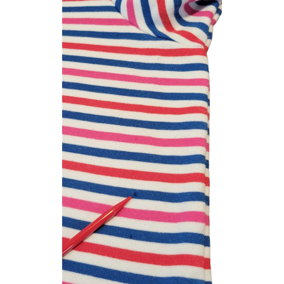 Lands End Serious Sweats Pink‎ Blue Striped Anchor Sweatshirt Pullover 1X - Picture 8 of 11